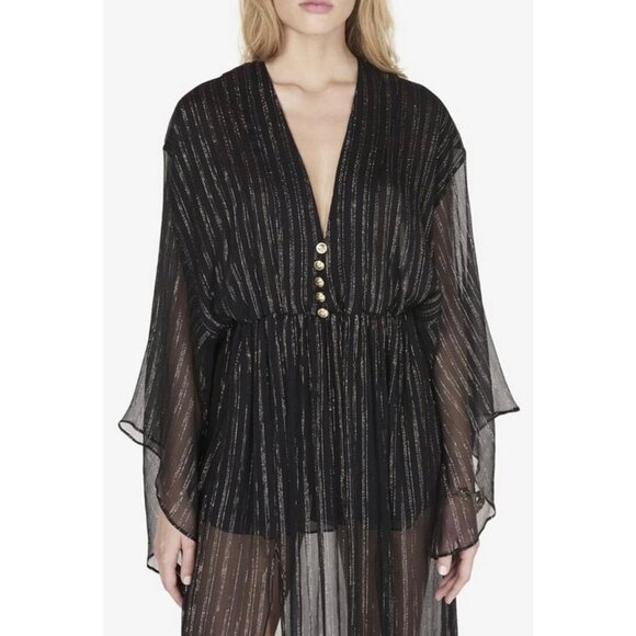 Dundas Silk Lurex Stripe Dress Women's Size XXS/XS (Italy 38) Flowing Kaftan NEW - Picture 16 of 16